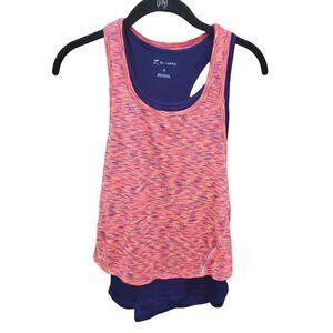 Z By Zobha Athletic Tank Top Small Womens Pink Multicolored 2 Layer Sleeveless